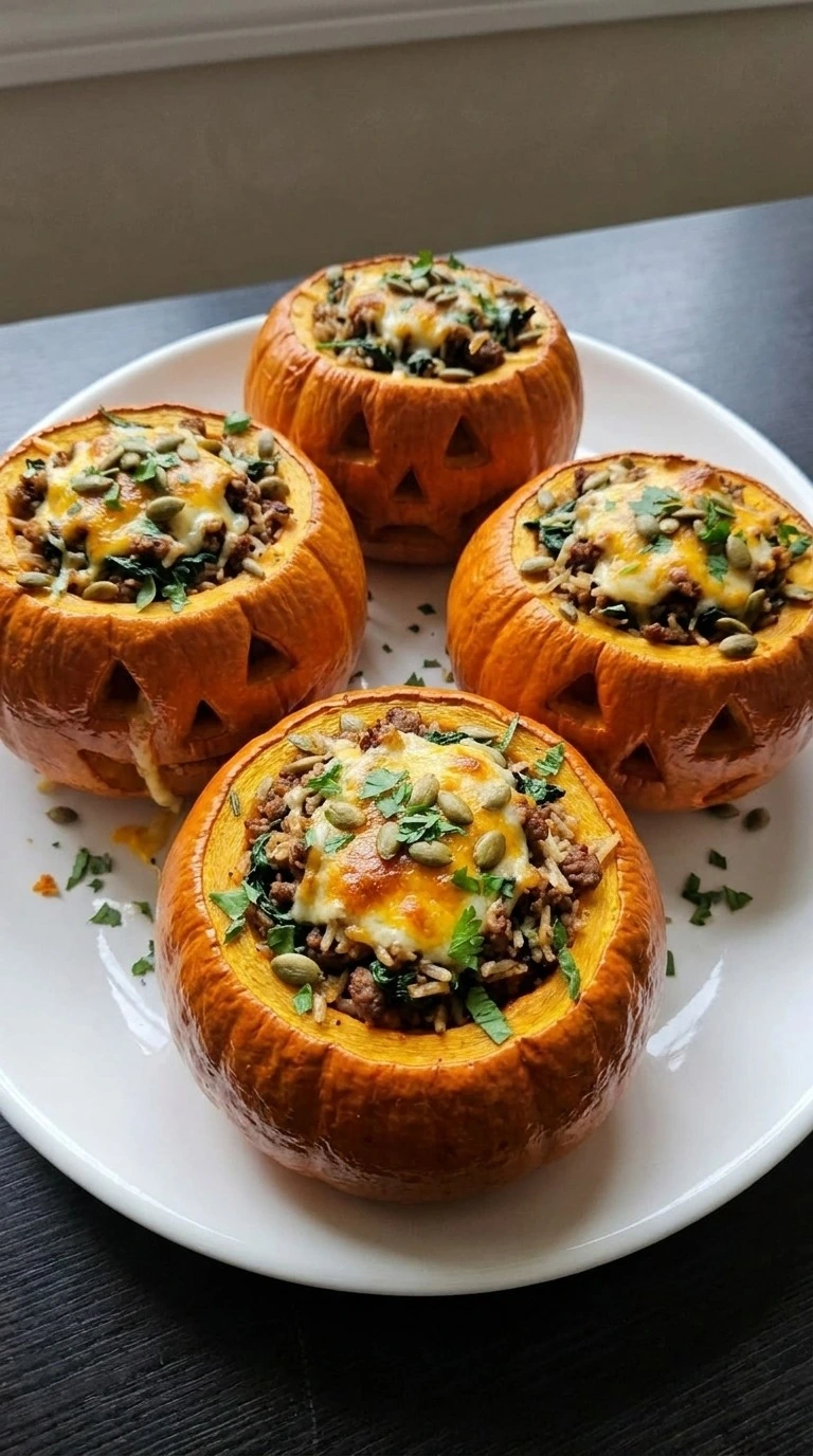Halloween Pumpkin Carving Creative stuffed sugar pumpkins with turkey rice spinach and melted cheddar Recipe focus: halloween pumpkin carving ideas creative.