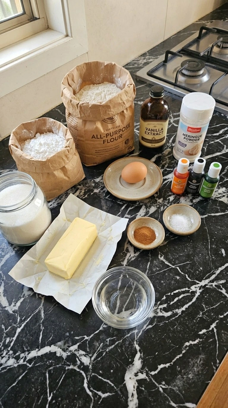 Halloween Pumpkin Painting ingredients for pumpkin sugar cookies and colored royal icing arranged before mixing Recipe focus: pumpkin painting ideas halloween.