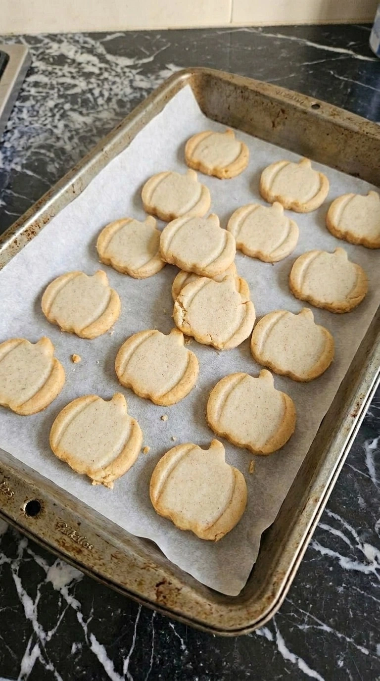 Halloween Pumpkin Painting cookies baked flat with pale centers and light golden pumpkin edges Recipe focus: pumpkin painting ideas halloween.