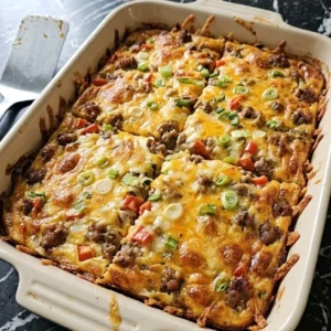 Hashbrown Breakfast Casserole baked golden with sausage, cheddar and crisp potato edges Recipe focus: hash brown breakfast casserole.