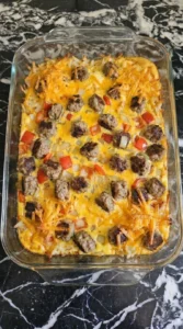 Hashbrown Breakfast Casserole baked with golden cheddar and crisp hash brown edges Recipe focus: easy breakfast casserole.