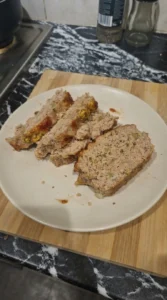 Turkey Meatloaf sliced serving showing tender center and crust Recipe focus: meatloaf recipes easy.