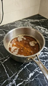Browning butter to deep amber for Browned Butter Halloween Candy Cookies
