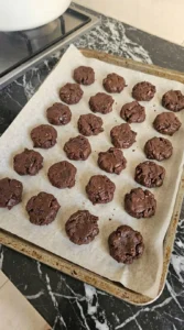Chewy Chocolate Gingerbread Cookies dough portions shaped before baking Recipe focus: martha stewart’s chewy chocolate gingerbread cookies.