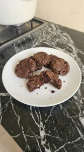 Chewy Chocolate Gingerbread Cookies plated with soft chocolate center Recipe focus: chewy chocolate chunk gingerbread cookies.
