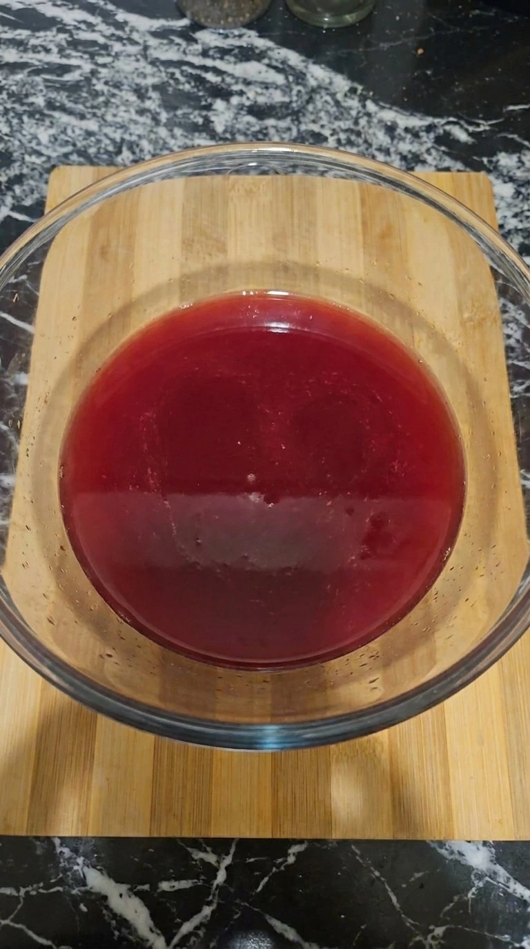 Christmas Sherbet Punch juice mixture before sherbet is added Recipe focus: non alcoholic christmas punch.