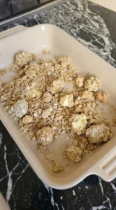 Fall Desserts Apple - Rustic oat crumble mixture for apple crisp Recipe focus: easy fall desserts for a crowd.