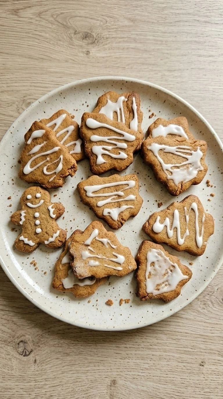 Gluten Free Gingerbread Cookies with golden edges and soft centers on a plate Recipe focus: gingerbread cookies gluten free.