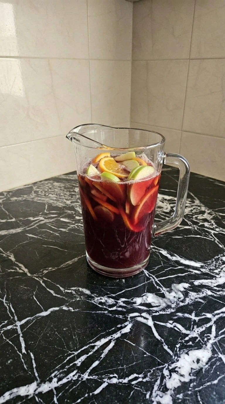 Non Alcoholic Christmas Punch juice base with fresh fruit slices mixing Recipe focus: easy christmas punch non alcoholic.