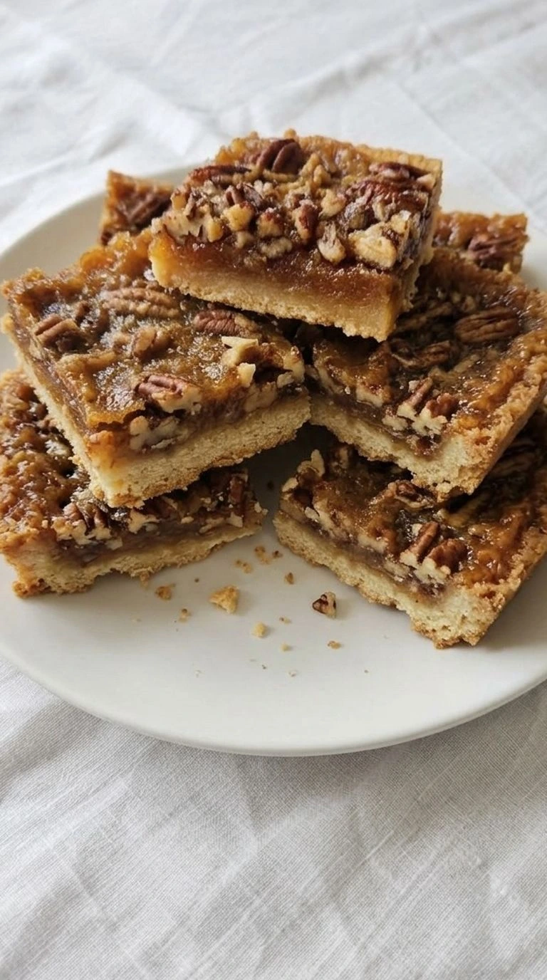 Pecan Pie Bars with toasted pecans and a thick caramel filling over golden shortbread crust. Recipe focus: easy pecan pie bars.