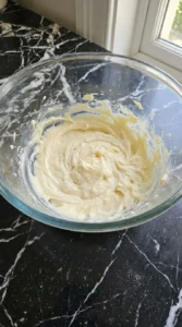 Purple and Orange Halloween Cookies dough base creamed until pale and fluffy