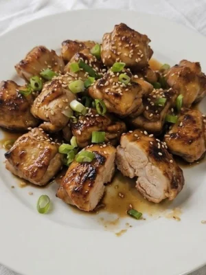 Teriyaki Chicken with caramelized edges and a glossy homemade glaze topped with green onions and sesame seeds Recipe focus: easy teriyaki chicken.