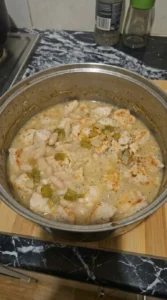 White Bean Chicken Chili broth thickening with blended beans and chicken Recipe focus: crockpot white chicken chili.